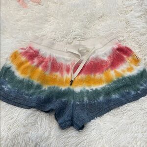 Feat cozy shorts with tie dye pattern and side pockets. Size S. No signs of wear